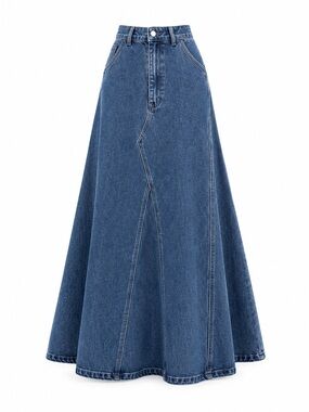 70% Cotton Denim Maxi Skirt Modest A-Line Long Jean Skirt
